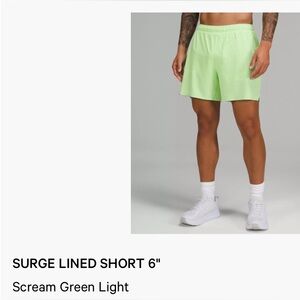 Lululemon Surge Lined shorts 6” scream green L
